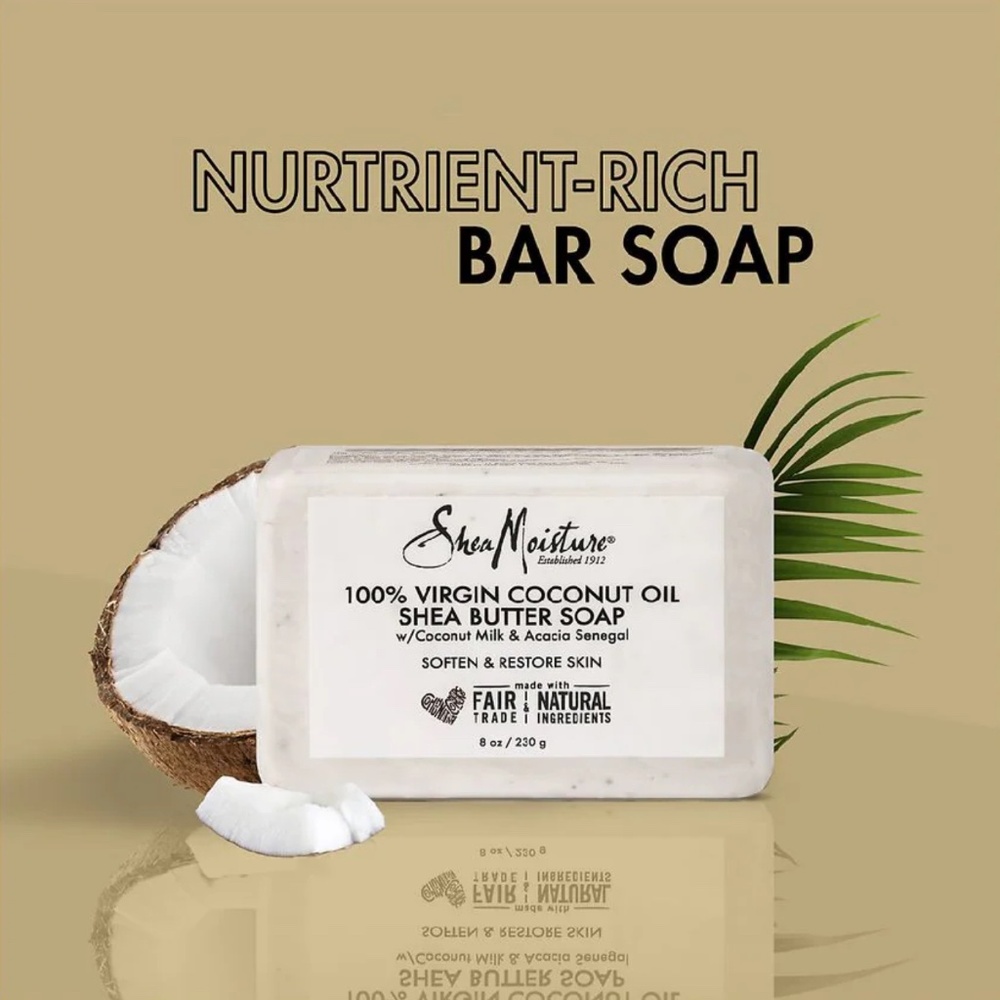3-SheaMoisture 100% Virgin Coconut Oil Shea Butter Bar Soap, 8.0 OZ